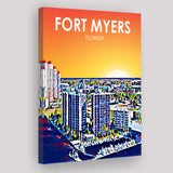 Fort Myers Florida Art Sunset Landscape ,City Art Print, Large Canvas, Canvas Print Wall Art Home Decor
