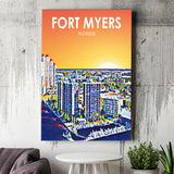 Fort Myers Florida Art Sunset Landscape ,City Art Print, Large Canvas, Canvas Print Wall Art Home Decor