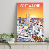 Fort Wayne Indiana Sunset Landscape ,City Art Print, Large Canvas, Canvas Print Wall Art Home Decor