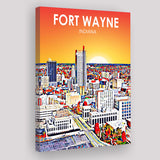 Fort Wayne Indiana Sunset Landscape ,City Art Print, Large Canvas, Canvas Print Wall Art Home Decor