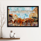 Fort Worth Stockyards Framed Canvas Prints Wall Art Decor - Painting Canvas, Framed Picture, Home Decor
