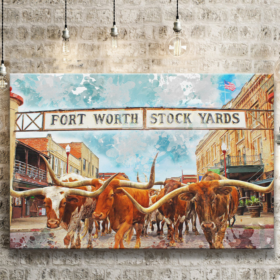 Fort Worth Stockyards Canvas Prints Wall Art Decor - Painting Canvas, Art Print, Home Decor, Ready to Hang