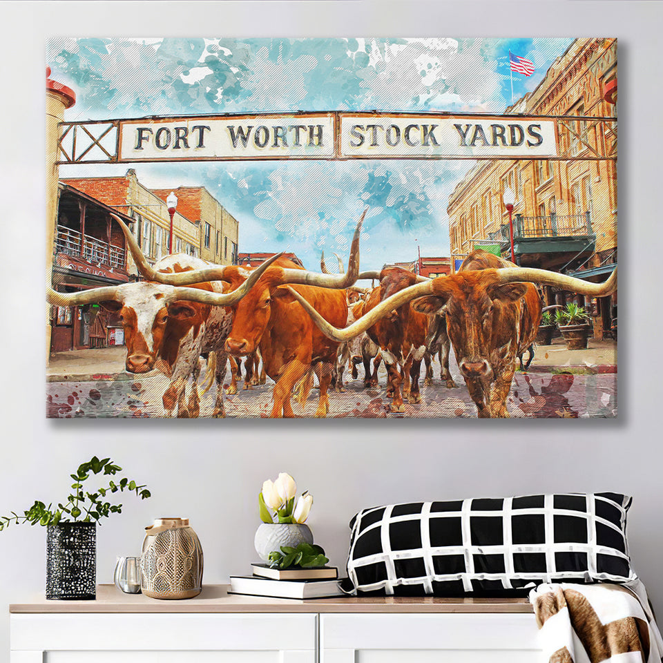 Fort Worth Stockyards Canvas Prints Wall Art Decor - Painting Canvas, Art Print, Home Decor, Ready to Hang