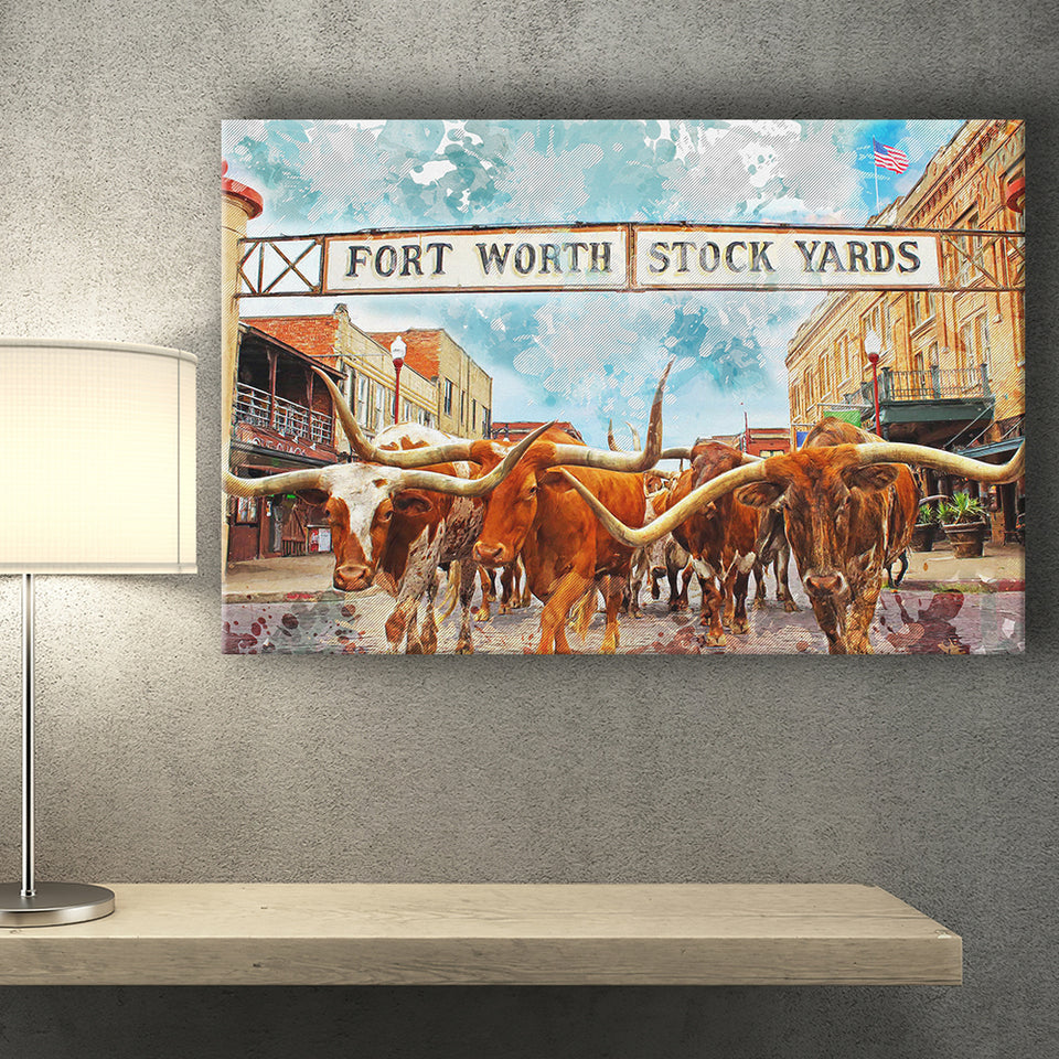 Fort Worth Stockyards Canvas Prints Wall Art Decor - Painting Canvas, Art Print, Home Decor, Ready to Hang