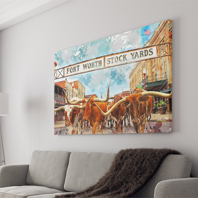 Fort Worth Stockyards Canvas Prints Wall Art Decor - Painting Canvas, Art Print, Home Decor, Ready to Hang