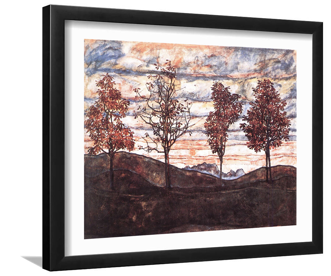 Four Trees By Egon Schiele-Canvas art,Art Print,Frame art,Plexiglass cover