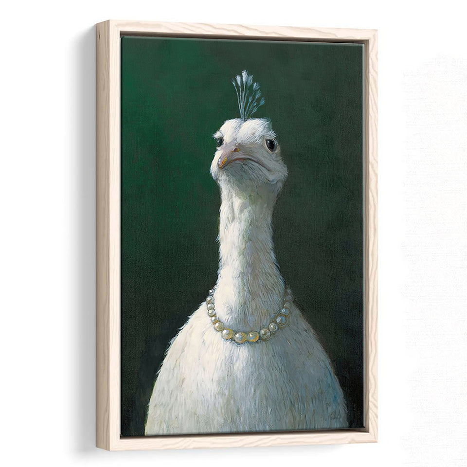 Fowl With Pearls, Animal Print, Framed Canvas Prints Wall Art Home Decor,Floating Frame, Ready to Hang