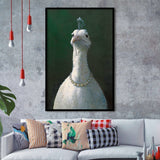 Fowl With Pearls, Animal Print, Framed Art Prints Wall Art Home Decor, Ready to Hang