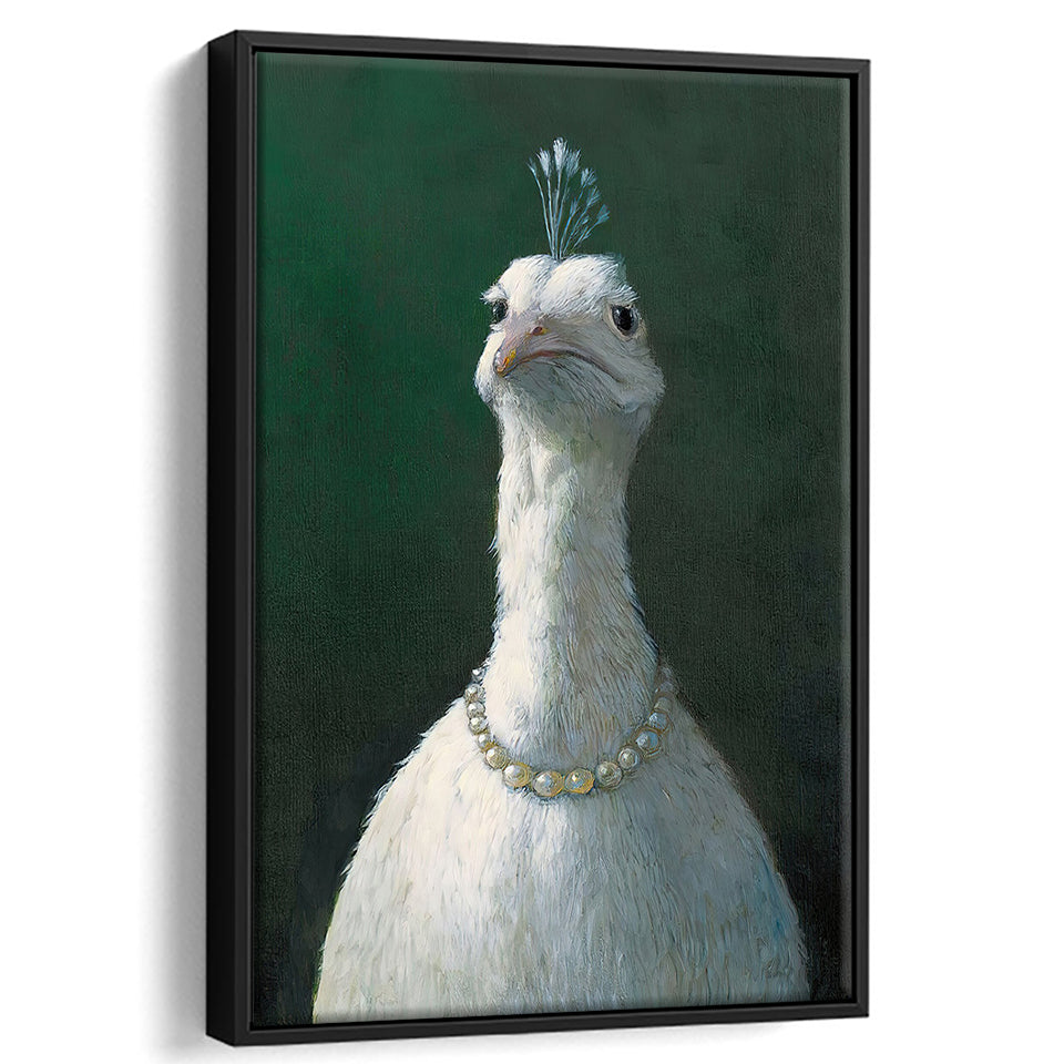 Fowl With Pearls, Animal Print, Framed Canvas Prints Wall Art Home Decor,Floating Frame, Ready to Hang