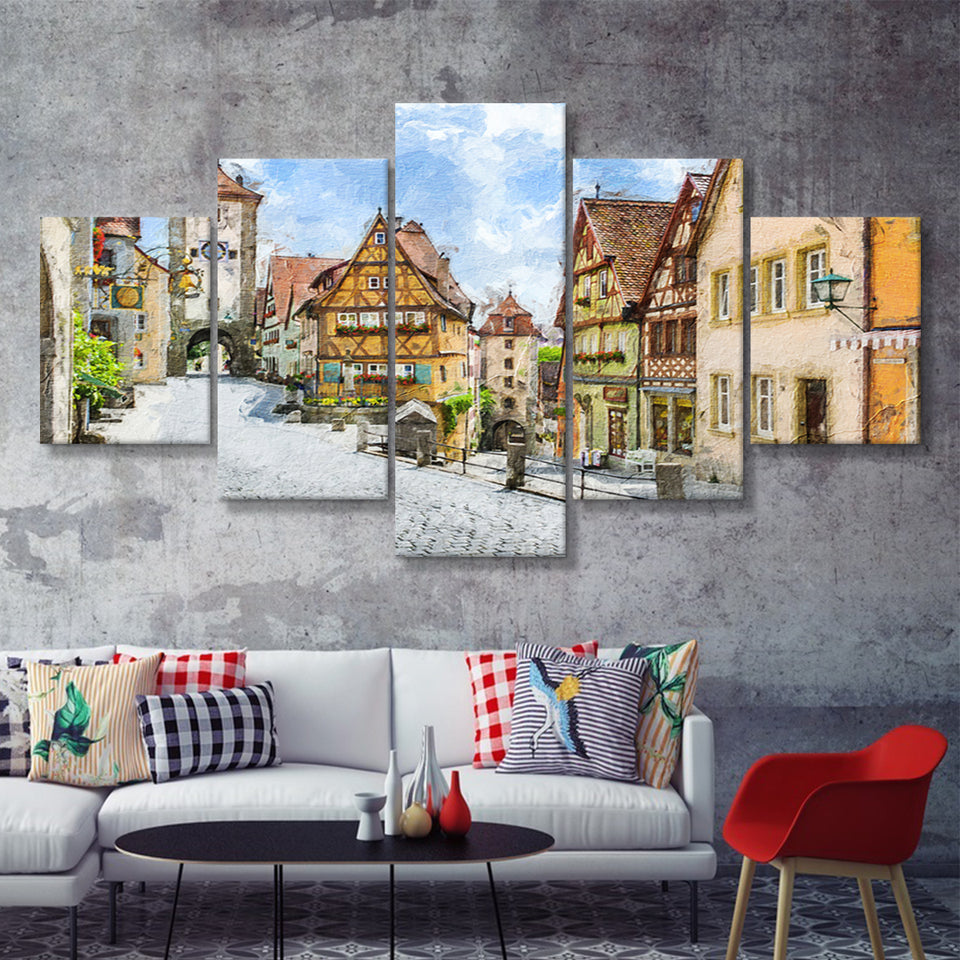 Franconia Germany 5 Piece Canvas Prints Wall Art Decor - Painting Canvas, Multi Panels