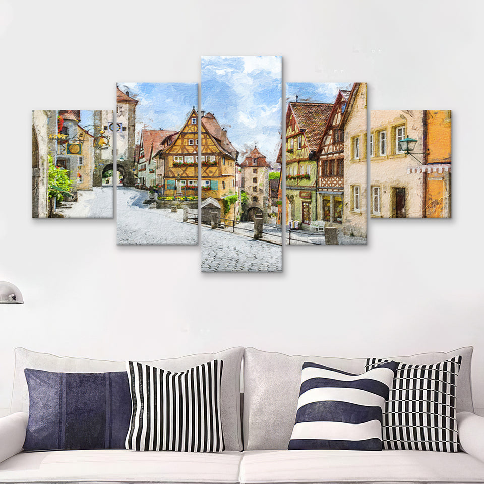Franconia Germany 5 Piece Canvas Prints Wall Art Decor - Painting Canvas, Multi Panels