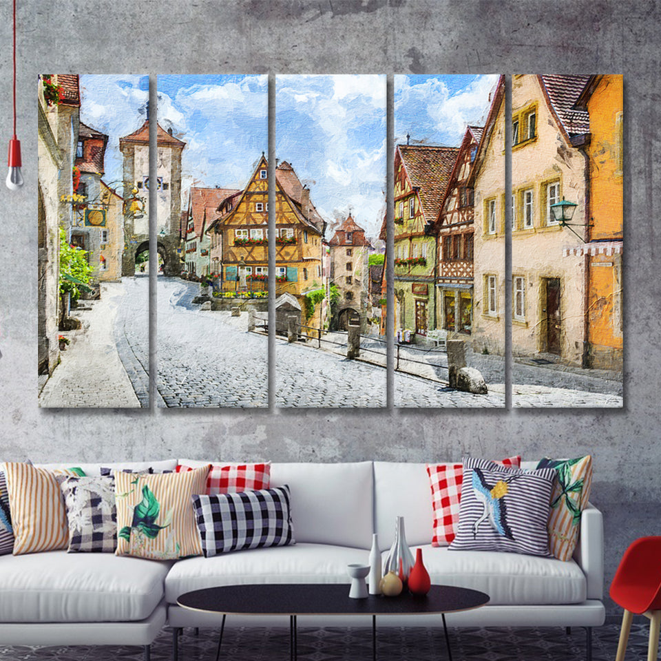 Franconia Germany 5 Piece B Canvas Prints Wall Art Decor - Painting Canvas, Multi Panels