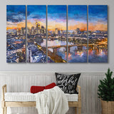 Frankfurt Germany Financial District Skyline 5 Pieces Extra Large Canvas Prints Wall Art Home Decor