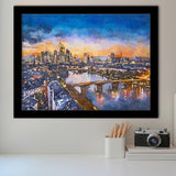 Frankfurt Germany Financial District Skyline City Art Watercolor Framed Art Prints Wall Art Decor,Framed Picture