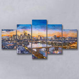 Frankfurt Germany Financial District Skyline 5 Pieces Mixed Canvas Prints Wall Art Home Decor