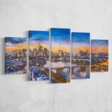 Frankfurt Germany Financial District Skyline 5 Pieces Mixed Canvas Prints Wall Art Home Decor