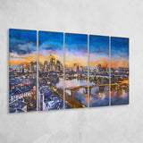 Frankfurt Germany Financial District Skyline 5 Pieces Extra Large Canvas Prints Wall Art Home Decor