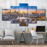 Frankfurt Germany Financial District Skyline 5 Pieces Mixed Canvas Prints Wall Art Home Decor
