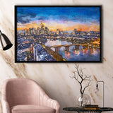 Frankfurt Germany Financial District Skyline City Art Watercolor Framed Canvas Prints Wall Art Home Decor,Floating Frame