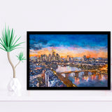 Frankfurt Germany Financial District Skyline City Art Watercolor Framed Art Prints Wall Art Decor,Framed Picture