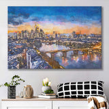 Frankfurt Germany Financial District Skyline City Art Watercolor Canvas Prints Wall Art Home Decor, Large Canvas