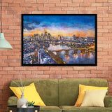 Frankfurt Germany Financial District Skyline City Art Watercolor Framed Art Prints Wall Art Decor,Framed Picture