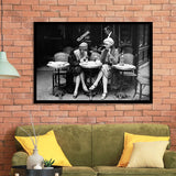 French Cafe Girls Black And White Print, 1920'S Flapper Girls Framed Art Prints, Wall Art,Home Decor,Framed Picture