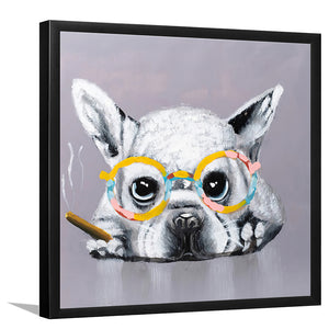 Wall Art Print | Frenchie With Cigar - Animal Art, Framed Prints, Art Prints