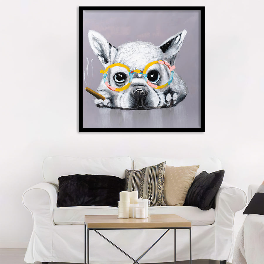 Wall Art Print | Frenchie With Cigar - Animal Art, Framed Prints, Art Prints