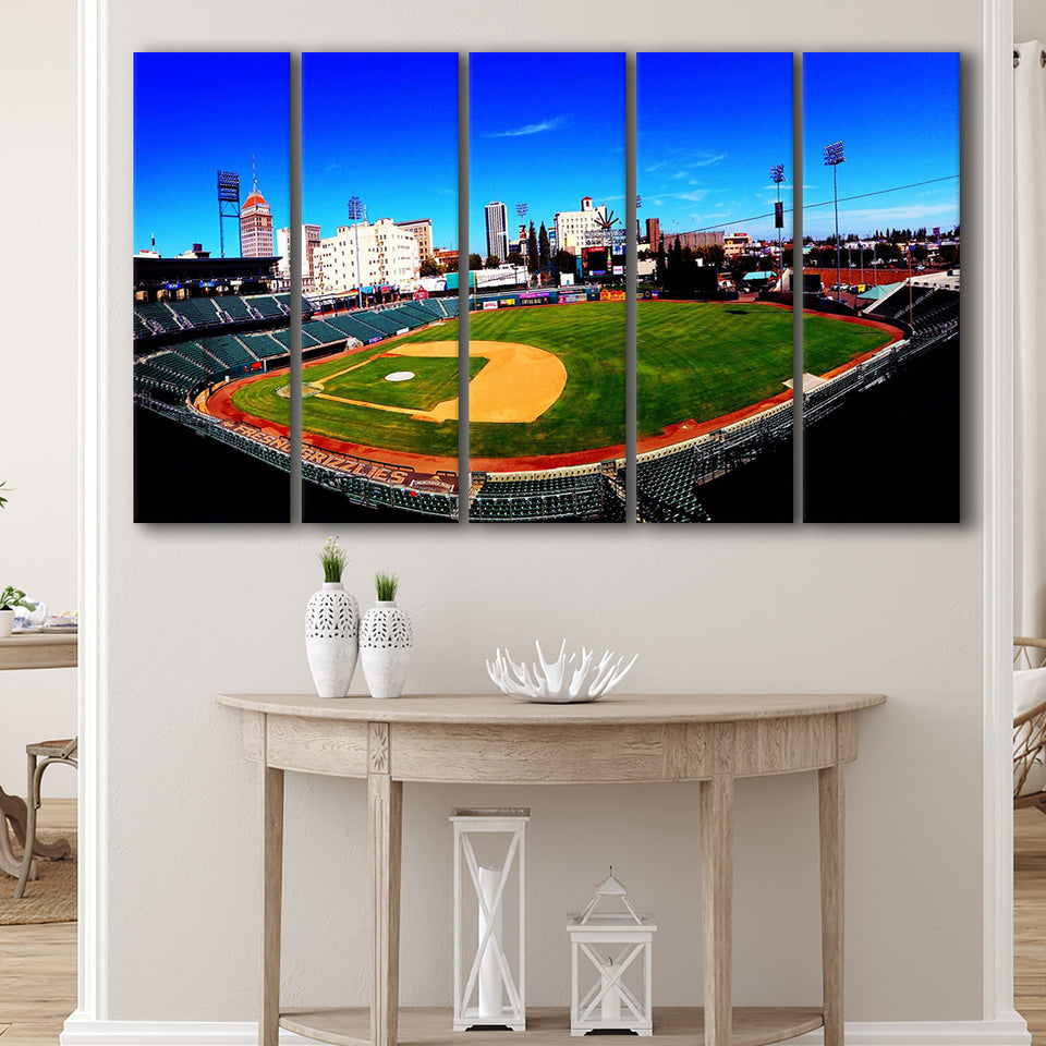 Fresno Grizzlies Wall Art Chukchansi Park Stadium Canvas Prints Baseball,Multi Panels B,Sport Stadium Art Prints, Fan Gift