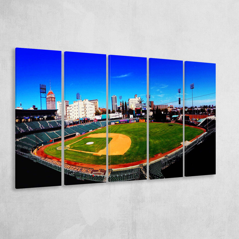 Fresno Grizzlies Wall Art Chukchansi Park Stadium Canvas Prints Baseball,Multi Panels B,Sport Stadium Art Prints, Fan Gift