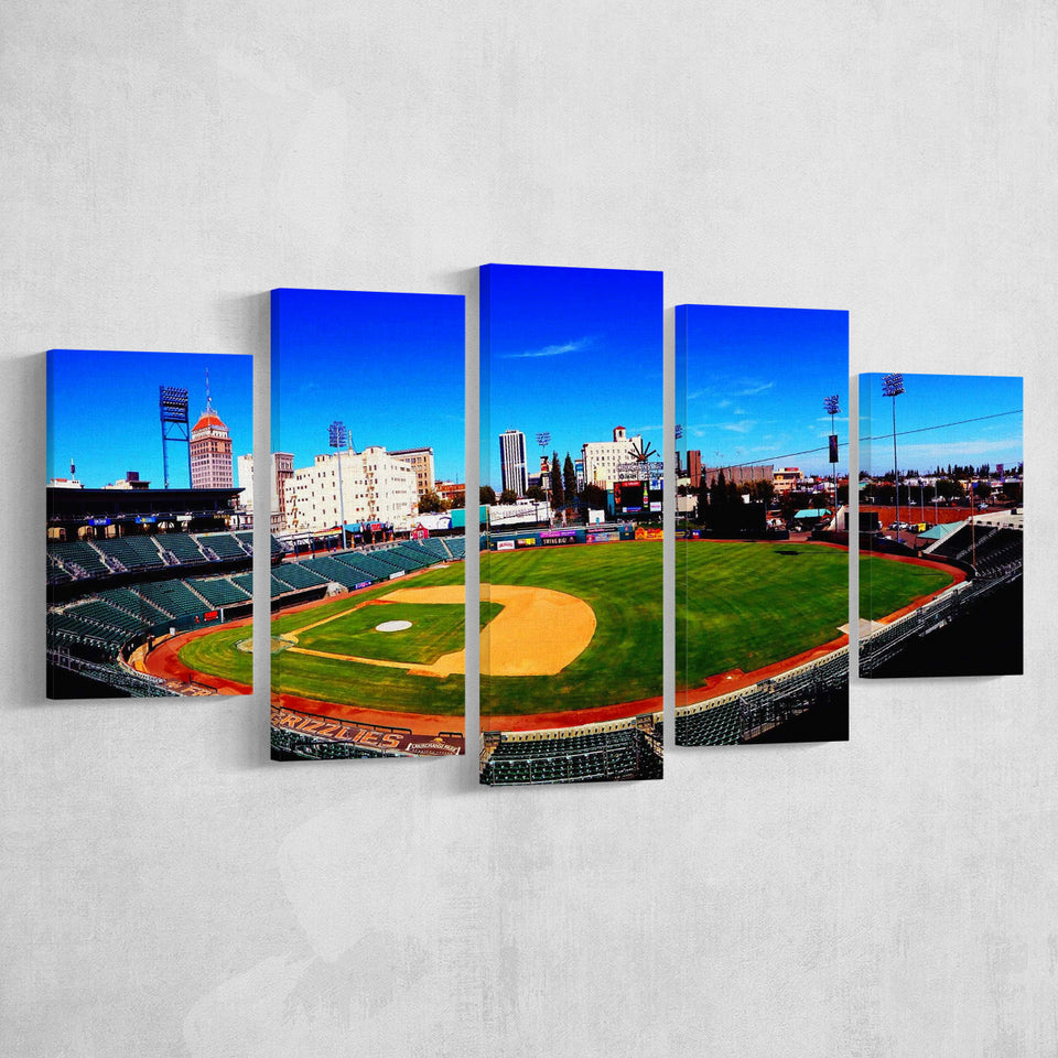 Fresno Grizzlies Wall Art Chukchansi Park Stadium Canvas Prints Baseball,Multi Panels,Sport Stadium Art Prints, Fan Gift