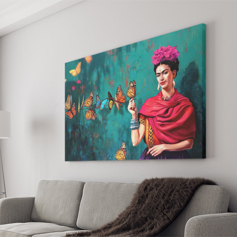 Frida Butterflies Poster Frida Kahlo Artwork Beautiful Woman Canvas Prints Wall Art - Painting Prints, Wall Decor, Art Prints