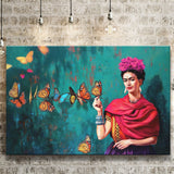 Frida Butterflies Poster Frida Kahlo Artwork Beautiful Woman Canvas Prints Wall Art - Painting Prints, Wall Decor, Art Prints