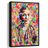 Frida Kahlo Portrait Abstract Colorful Framed Canvas Prints Wall Art Home Decor - Painting Canvas,Black Frame, Ready to hang