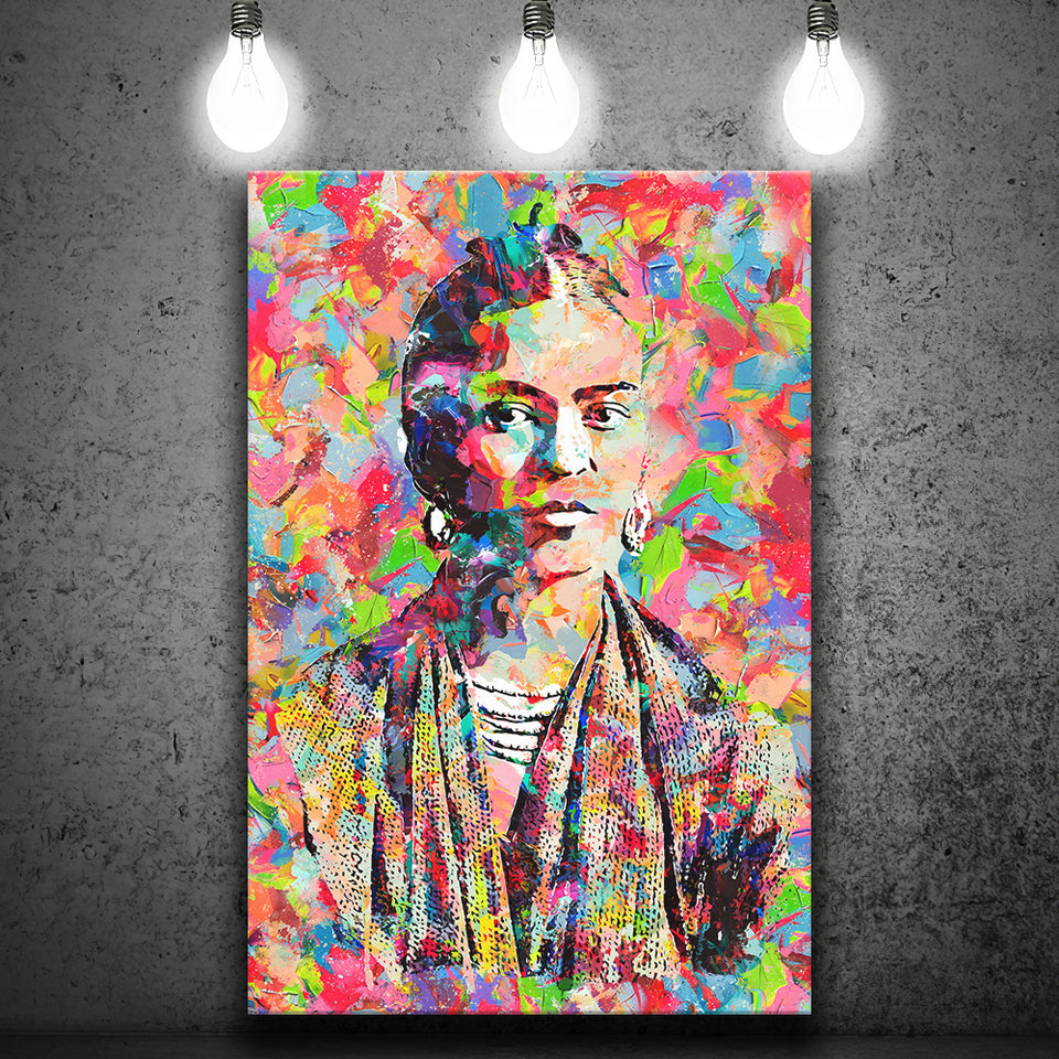 Frida Kahlo Portrait Abstract Colorful Canvas Prints Wall Art Home Decor - Painting Canvas,Art Prints, Ready to hang