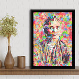 Frida Kahlo Portrait Abstract Colorful Framed Canvas Prints Wall Art Home Decor - Painting Canvas,Black Frame, Ready to hang