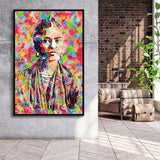 Frida Kahlo Portrait Abstract Colorful Framed Canvas Prints Wall Art Home Decor - Painting Canvas,Black Frame, Ready to hang
