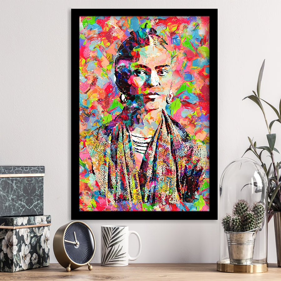 Frida Kahlo Portrait Abstract Colorful Framed Art Prints Wall Decor - Art Prints, Framed Picture,For Sale, Ready to hang