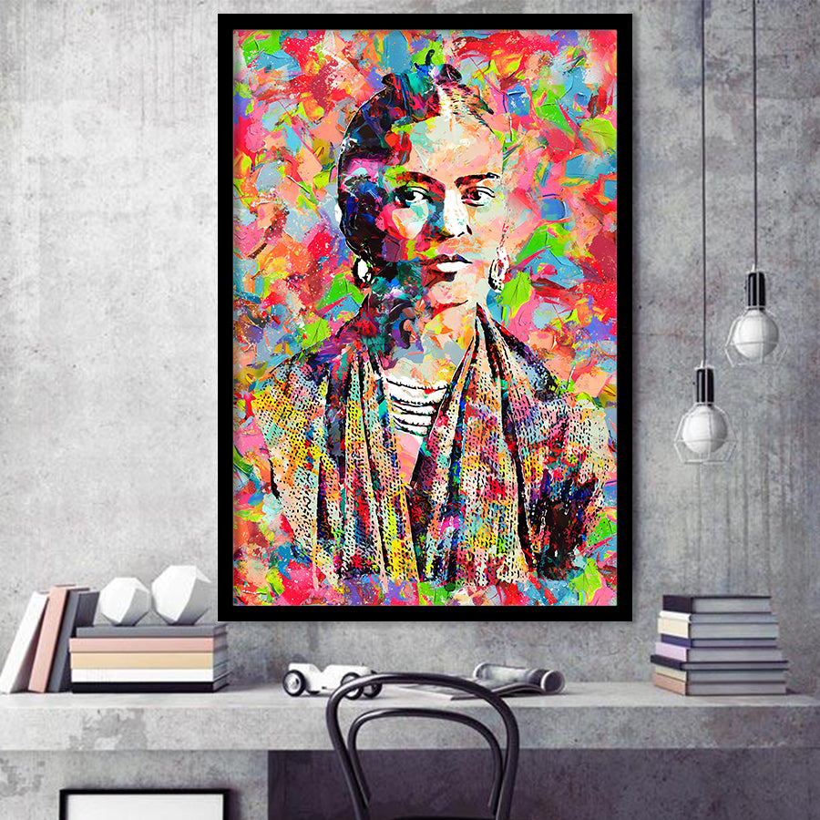 Frida Kahlo Portrait Abstract Colorful Framed Art Prints Wall Decor - Art Prints, Framed Picture,For Sale, Ready to hang
