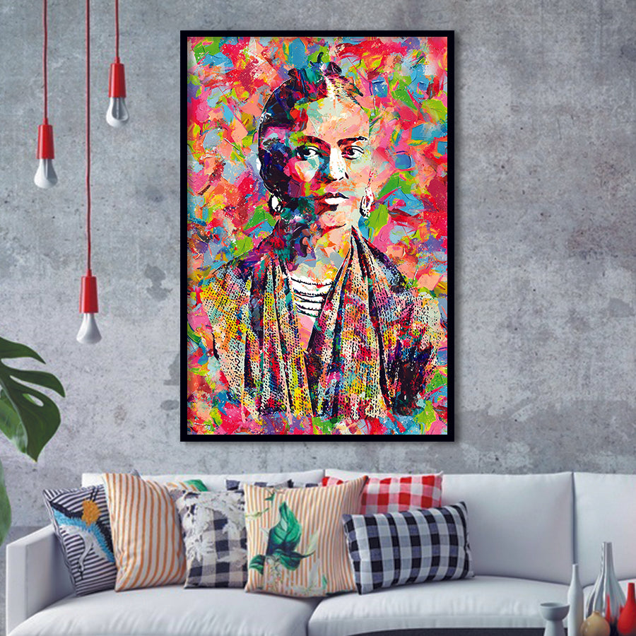 Frida Kahlo Portrait Abstract Colorful Framed Art Prints Wall Decor - Art Prints, Framed Picture,For Sale, Ready to hang