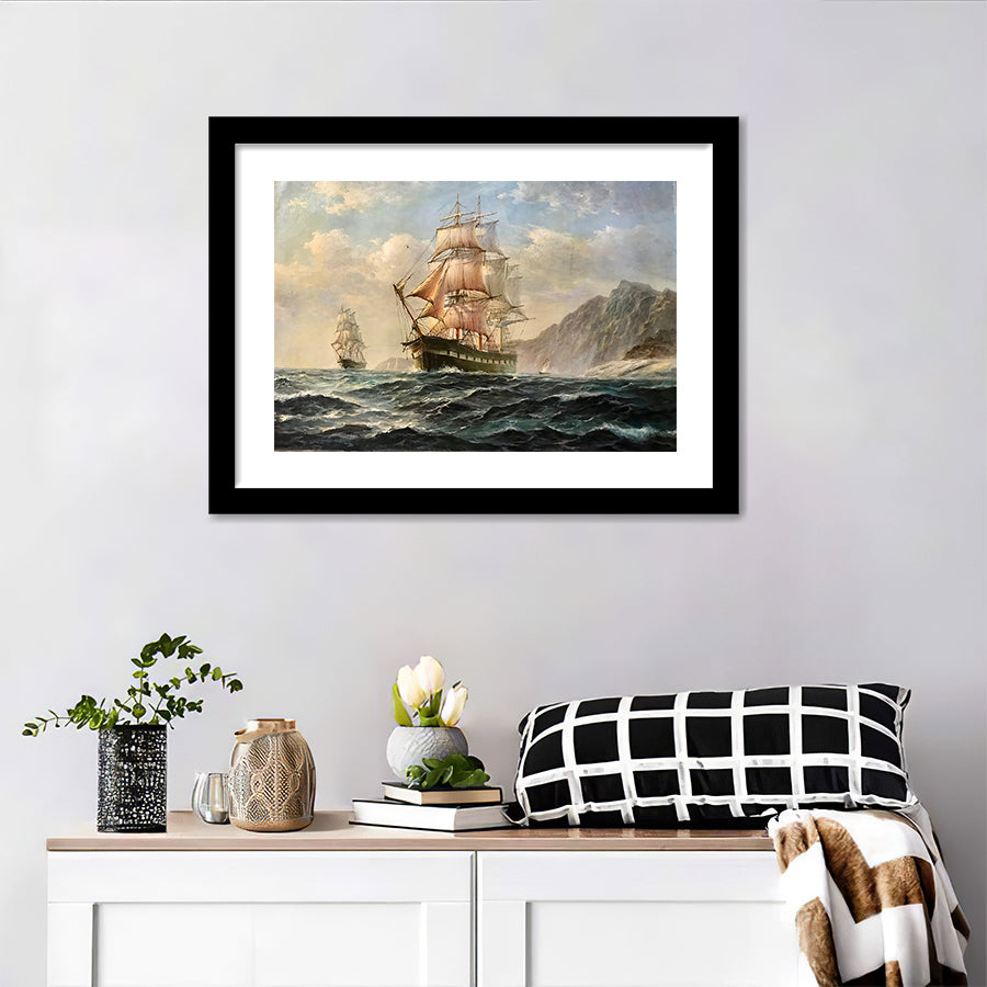 Frigate Ship On The Sea Wall Art Print - Framed Art, Framed Prints, Painting Print
