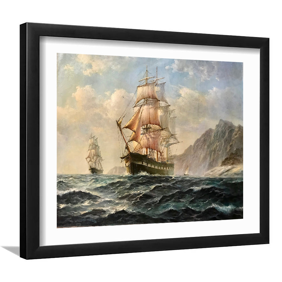 Frigate Ship On The Sea Wall Art Print - Framed Art, Framed Prints, Painting Print