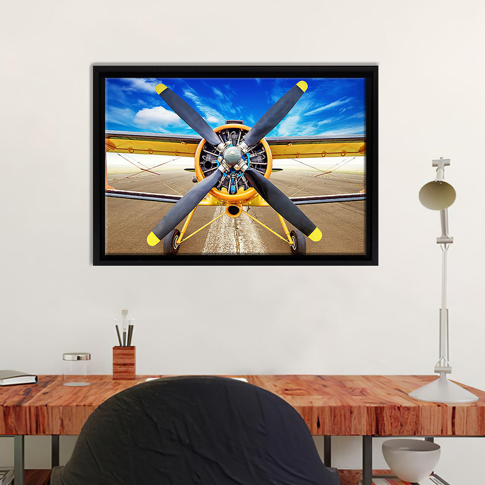 Front Old Airplane Framed Canvas Wall Art - Framed Prints, Canvas Prints, Prints for Sale, Canvas Painting