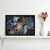 Frozen Oak Leafs  Framed Canvas Wall Art - Canvas Prints, Painting Canvas, For Sale