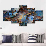 Frozen Oak Leafs 5 Pieces Canvas Prints Wall Art - Painting Canvas, Multi Panels, Wall Decor