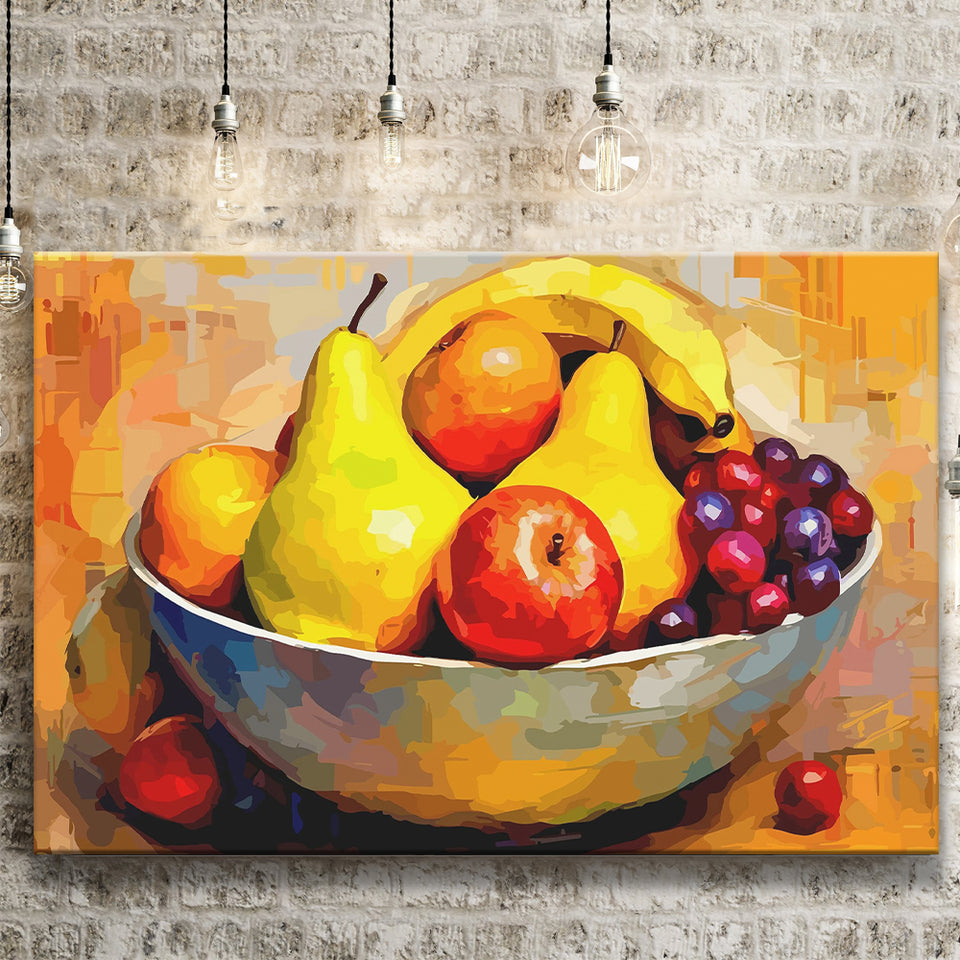 Fruit Bowl Wall Art, Colorful Fruit Bowl Canvas, Kitchen Art Canvas Prints Wall Art, Home Living Room Decor, Large Canvas