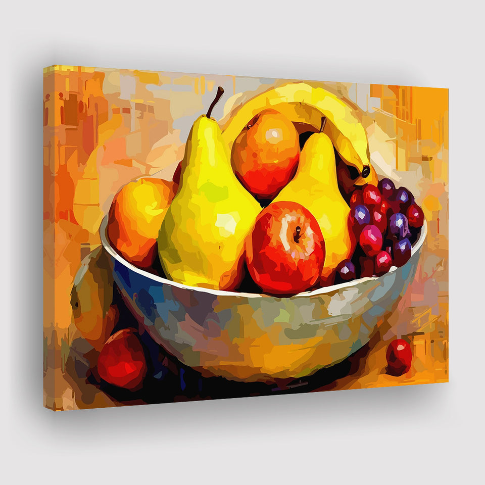Fruit Bowl Wall Art, Colorful Fruit Bowl Canvas, Kitchen Art Canvas Prints Wall Art, Home Living Room Decor, Large Canvas