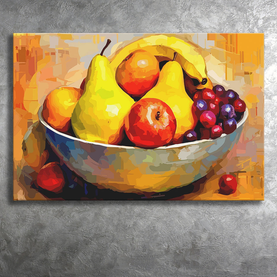 Fruit Bowl Wall Art, Colorful Fruit Bowl Canvas, Kitchen Art Canvas Prints Wall Art, Home Living Room Decor, Large Canvas
