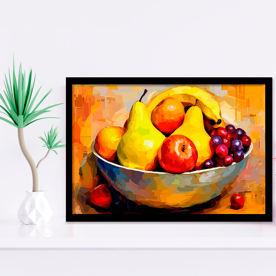 Fruit Bowl Wall Art, Colorful Fruit Bowl Canvas, Kitchen Art Framed Art Prints Wall Decor, Framed Picture, Large Art Prints